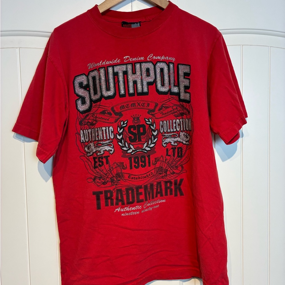 Southpole Red Short Sleeve Graphic Tee - Trademark Design Size XL